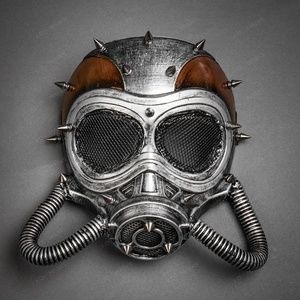 Steampunk Gas Party Mask Halloween Costume Silver